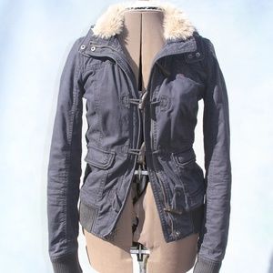 Abercrombie & Fitch Blue Winter Coat Plaid Lining